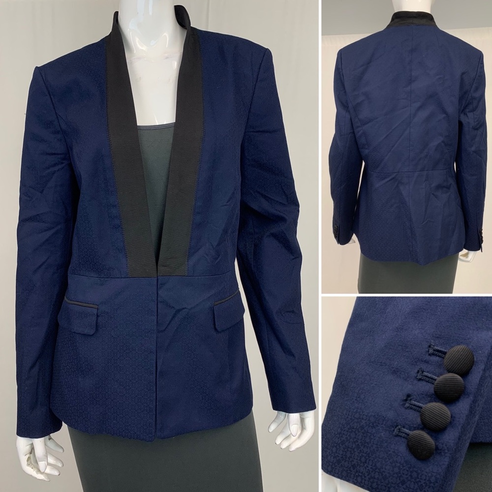 $168 Banana Republic Women’s 12 Navy Blue Black Tuxedo Blazer Jacket